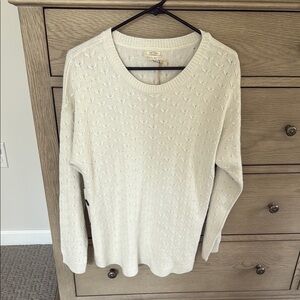 Cream Textured Knit Crew Neck Sweater